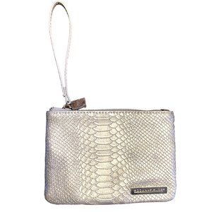 Rodan + Fields Wristlet Silver Pouch Faux Snakeskin Cosmetic Travel Case Small